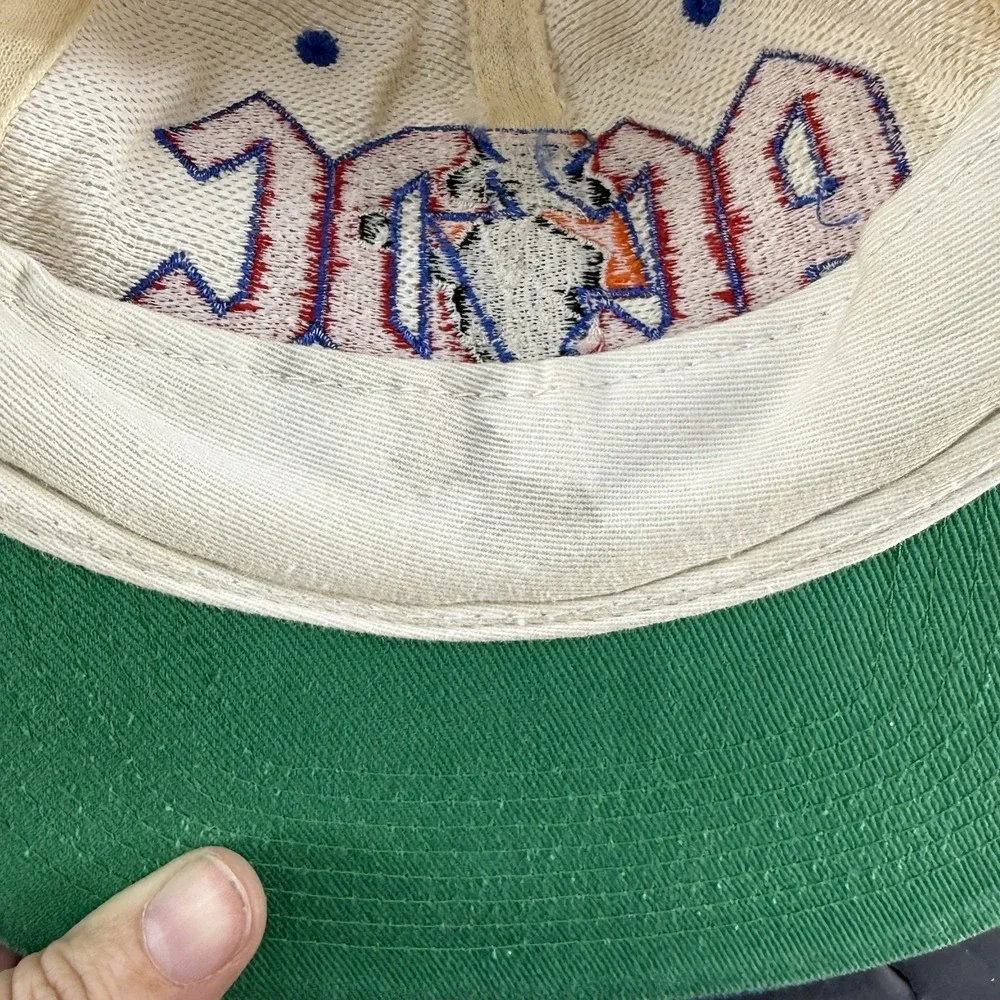 VINTAGE AC/DC Hat Cap Snap Back Blue White Embroidered Graphic Band Mens 90s
